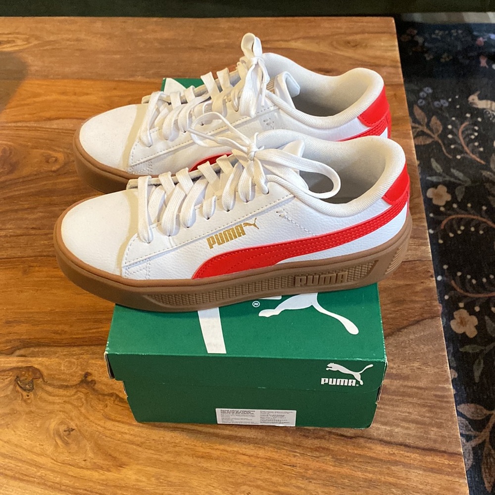 Puma White and Red Sneakers